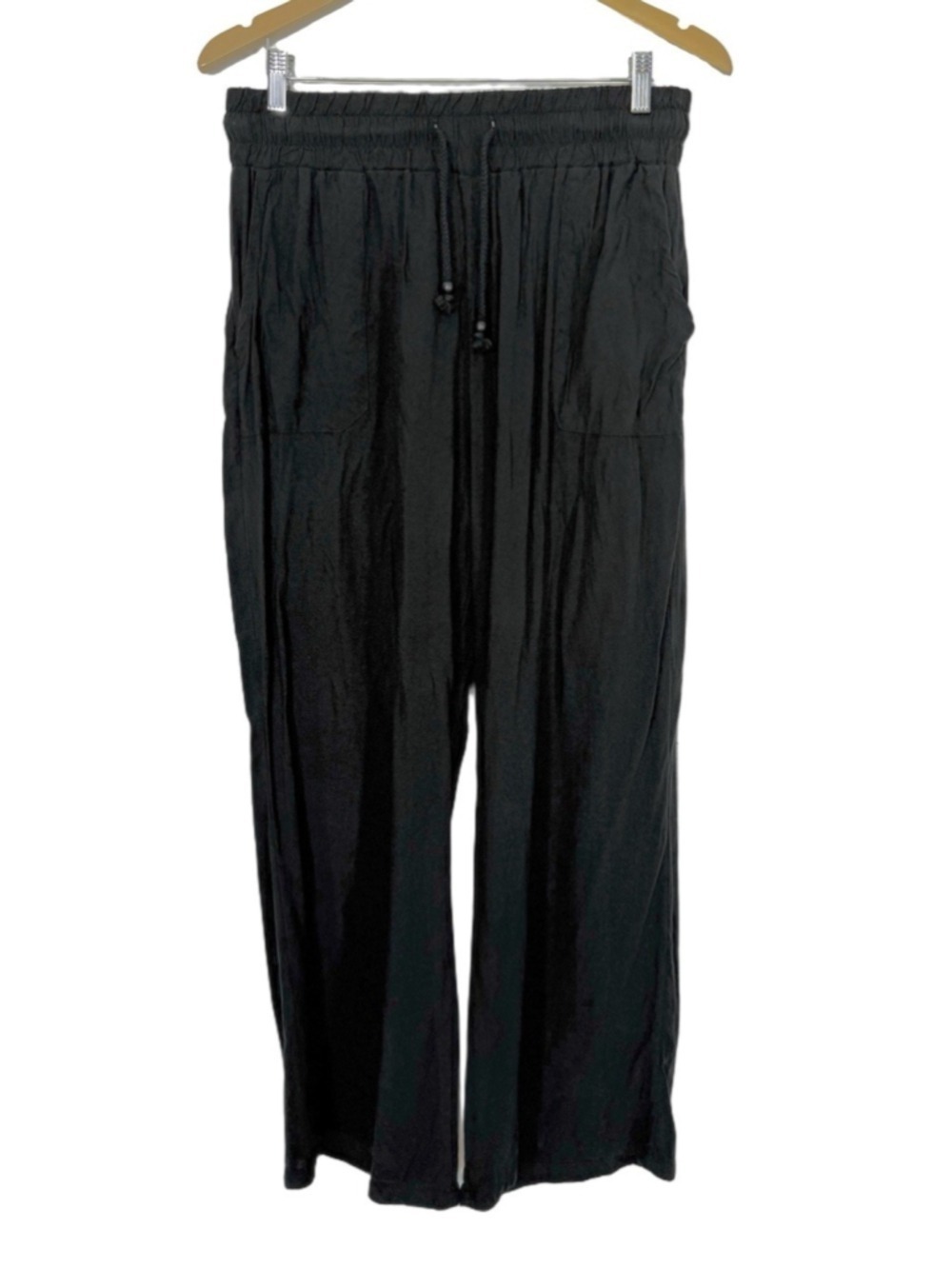 Classic Concepts Womens Wide Leg Pants XL Black Viscose Pull On High Rise Boho